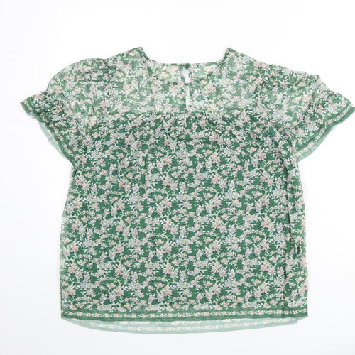 Max Studio Womens Multicoloured Floral Polyester Basic Blouse Size M Round Neck
