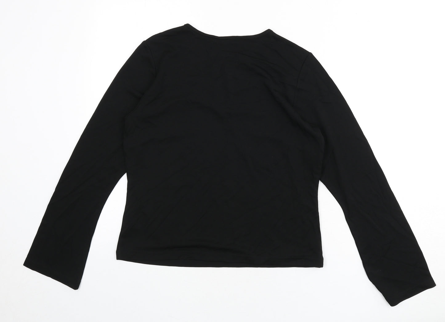 J.Taylor Womens Black Polyester Basic T-Shirt Size 14 V-Neck - Beaded Detail