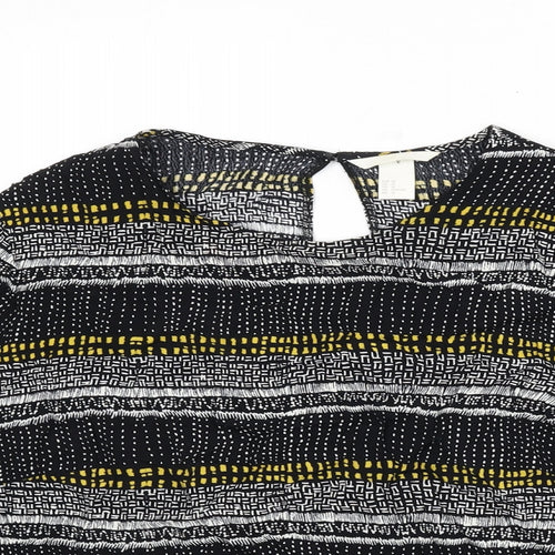 H&M Womens Multicoloured Geometric Viscose Basic Blouse Size 16 Round Neck