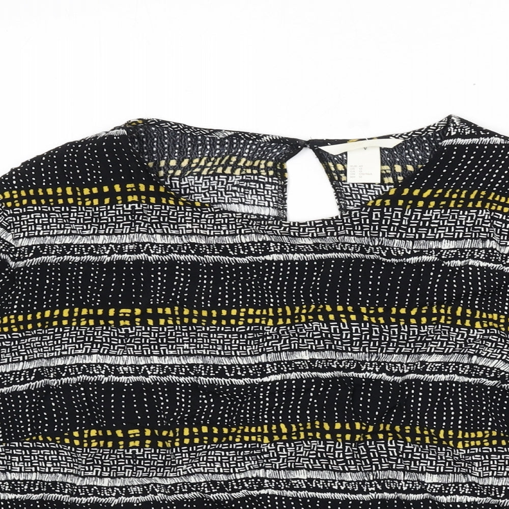 H&M Womens Multicoloured Geometric Viscose Basic Blouse Size 16 Round Neck