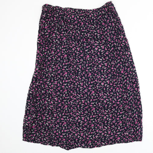 Bonmarché Womens Blue Floral Polyester Flare Skirt Size XL Button