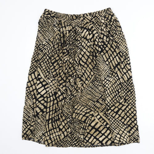 BHS Womens Beige Geometric Viscose Flare Skirt Size 16