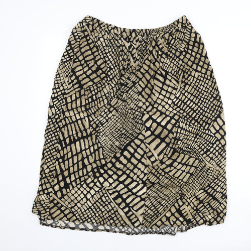 BHS Womens Beige Geometric Viscose Flare Skirt Size 16