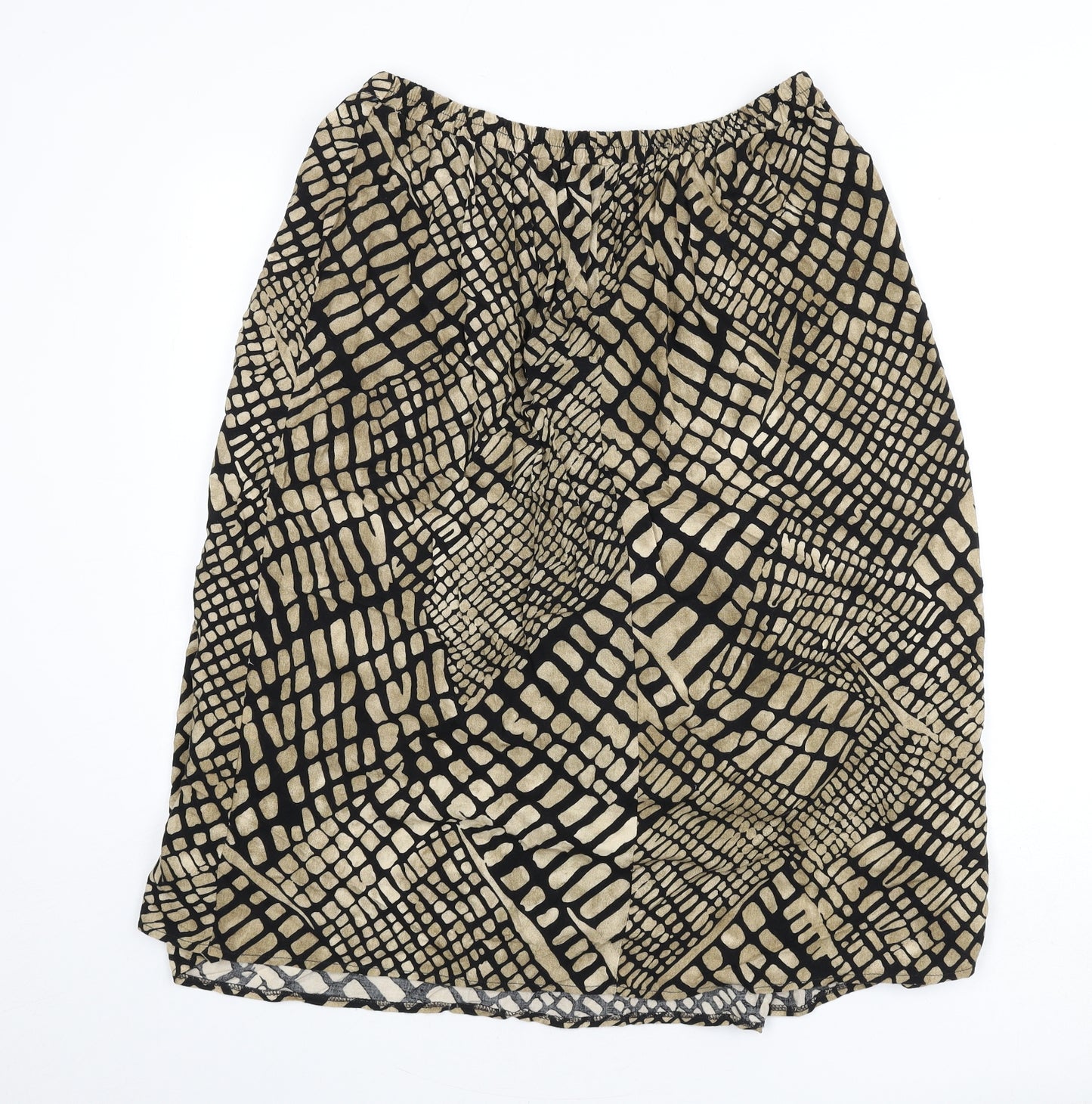 BHS Womens Beige Geometric Viscose Flare Skirt Size 16