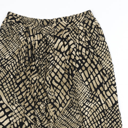 BHS Womens Beige Geometric Viscose Flare Skirt Size 16