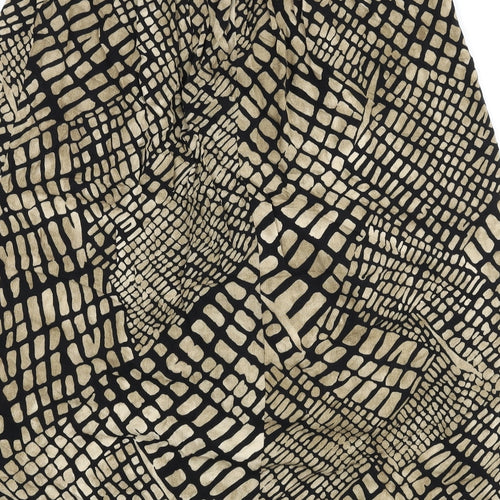 BHS Womens Beige Geometric Viscose Flare Skirt Size 16