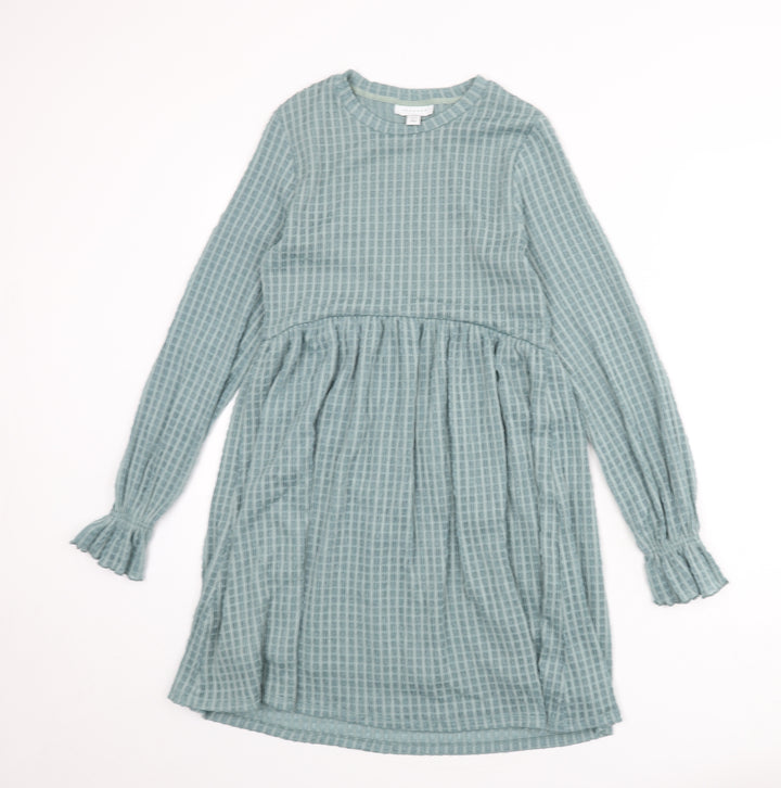 Topshop Womens Blue Geometric Polyester A-Line Size 10 Round Neck Pullover