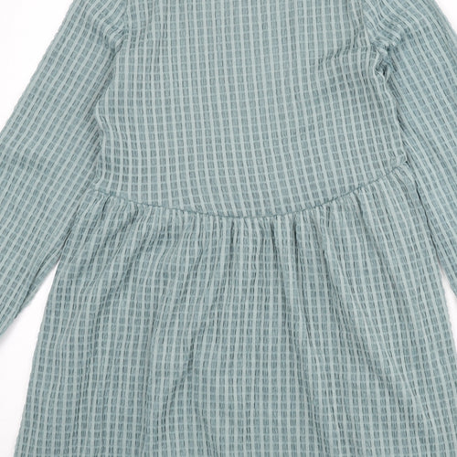 Topshop Womens Blue Geometric Polyester A-Line Size 10 Round Neck Pullover