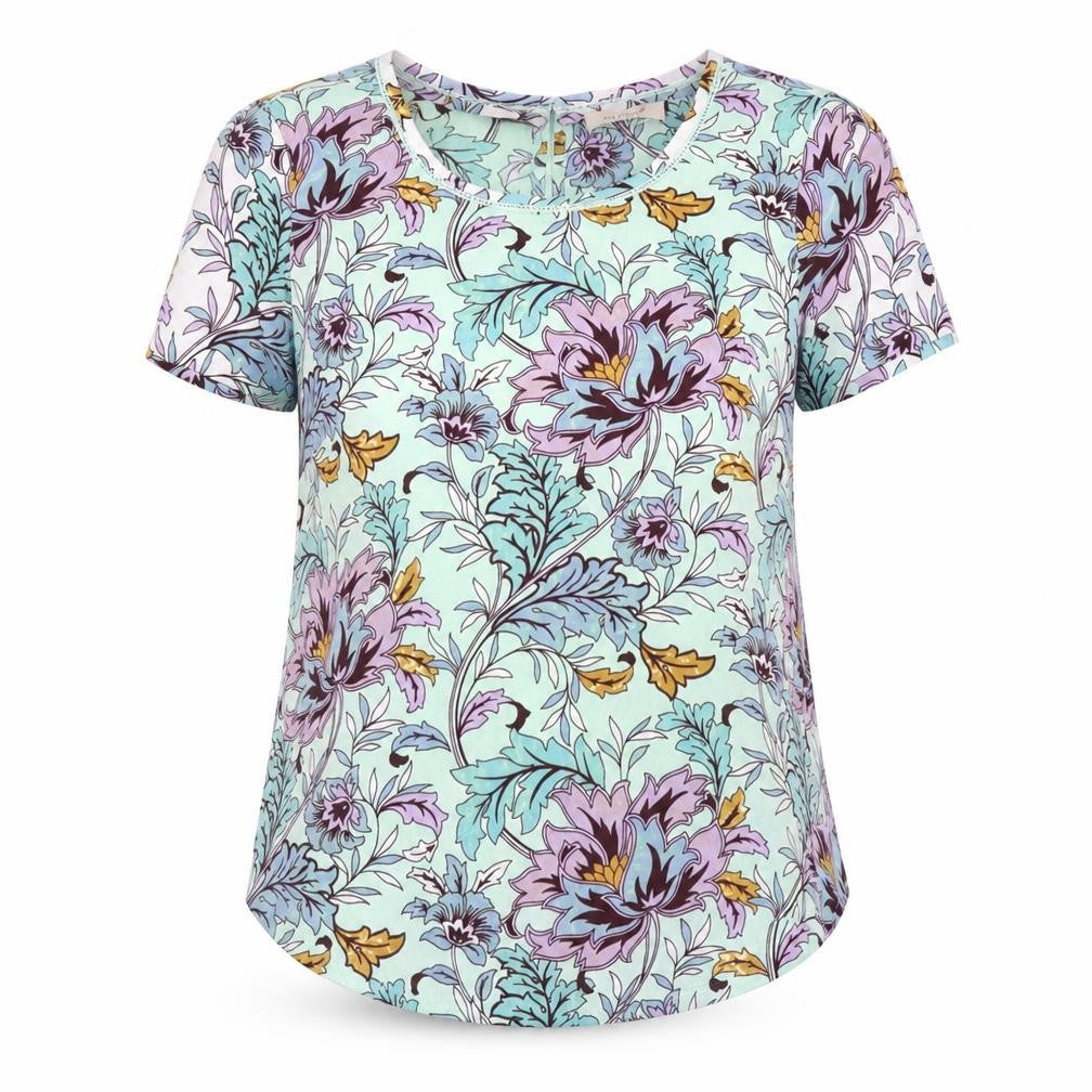 Front view of Marks & Spencer women’s multicoloured floral polyester basic blouse, size UK 10, round neck