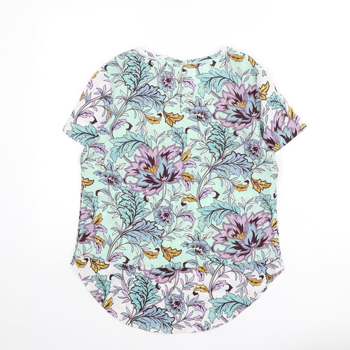 Marks and Spencer Womens Multicoloured Floral Polyester Basic Blouse Size 10 Round Neck