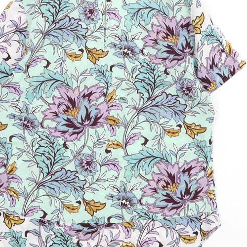 Marks and Spencer Womens Multicoloured Floral Polyester Basic Blouse Size 10 Round Neck