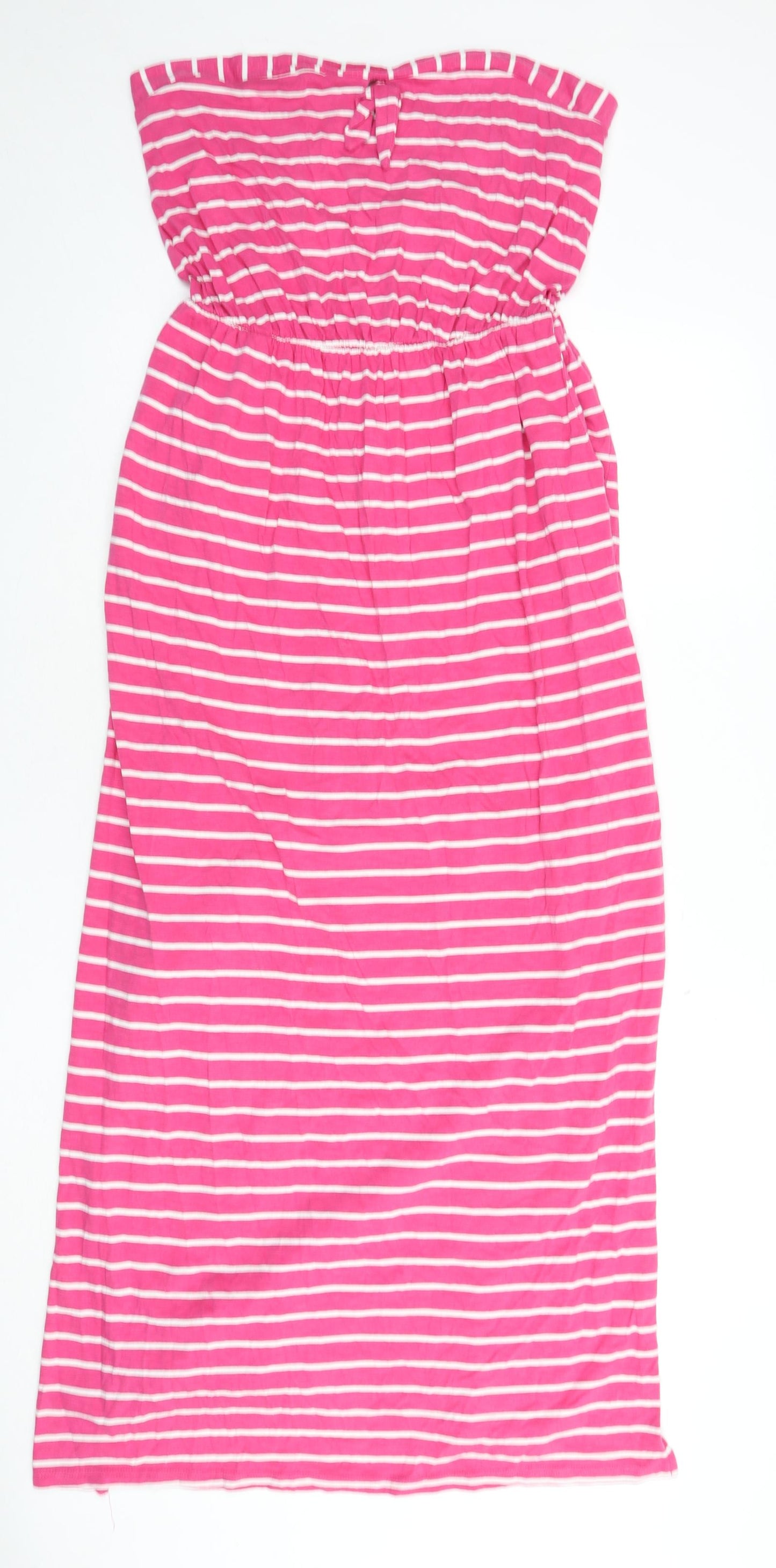 NEXT Womens Pink Striped 100% Cotton Maxi Size 16 Off the Shoulder Pullover