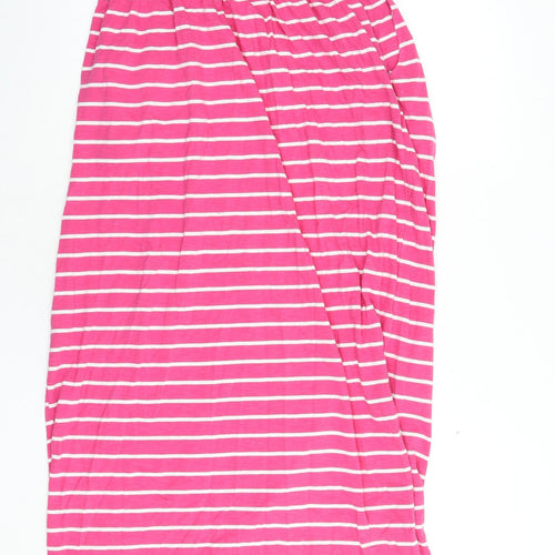 NEXT Womens Pink Striped 100% Cotton Maxi Size 16 Off the Shoulder Pullover