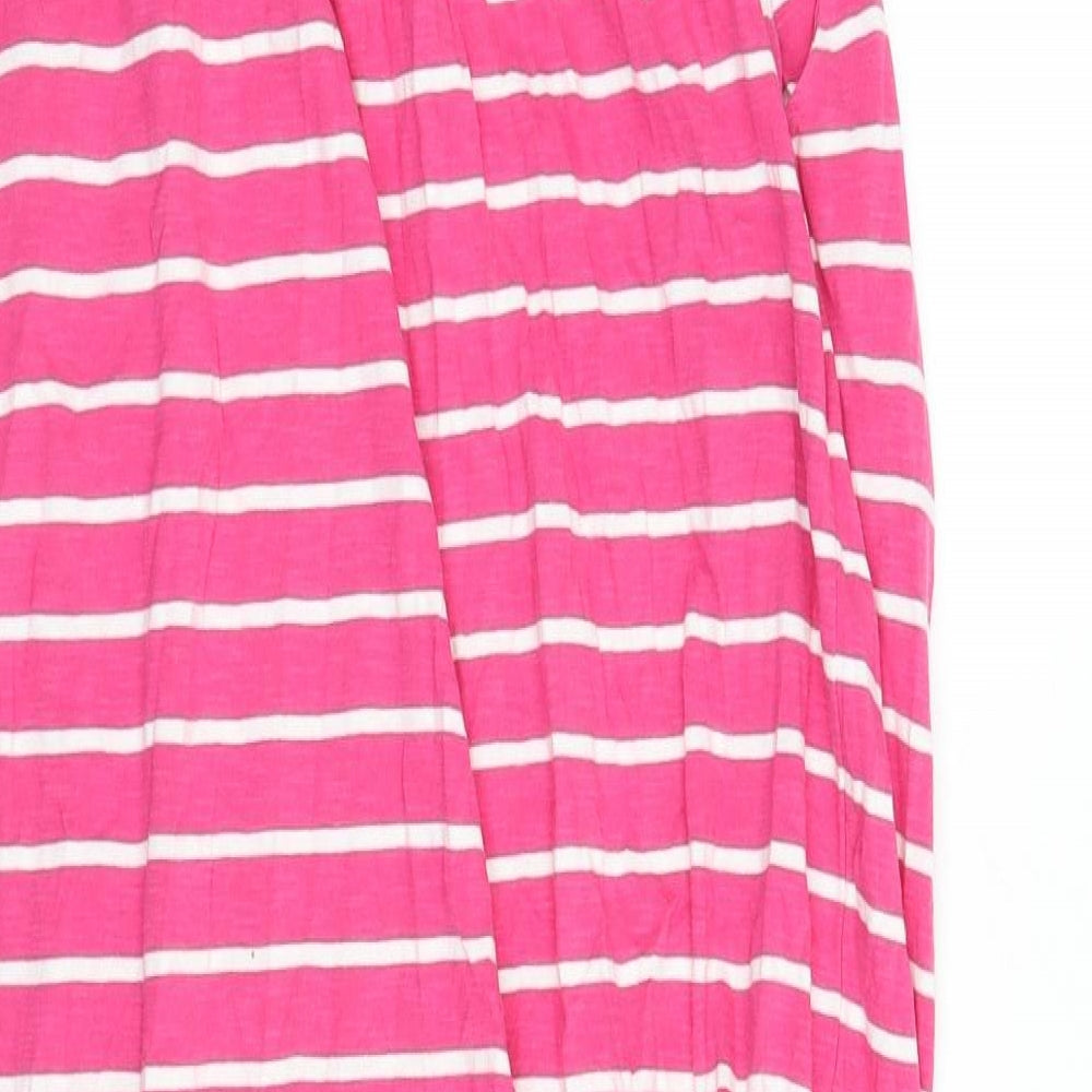NEXT Womens Pink Striped 100% Cotton Maxi Size 16 Off the Shoulder Pullover
