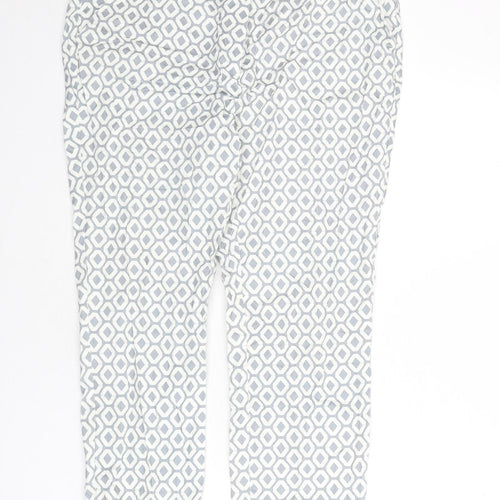 Rick Cardona Womens Blue Geometric Cotton Trousers Size 20 L27 in Regular Zip