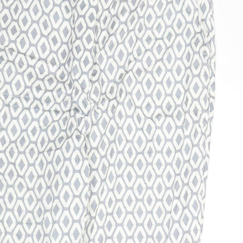 Rick Cardona Womens Blue Geometric Cotton Trousers Size 20 L27 in Regular Zip