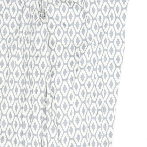 Rick Cardona Womens Blue Geometric Cotton Trousers Size 20 L27 in Regular Zip