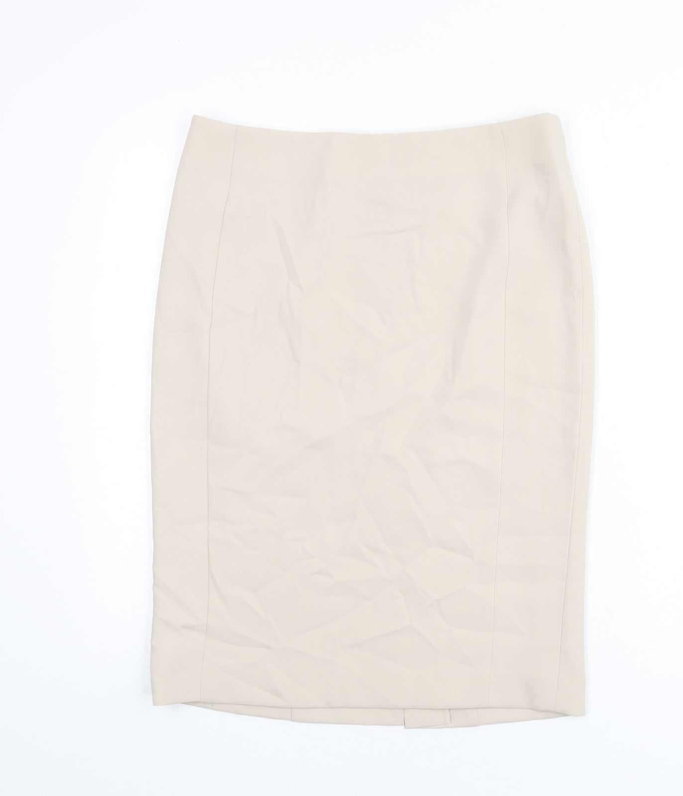 Austin Reed Womens Beige Polyester Straight & Pencil Skirt Size 12 Zip - Slit