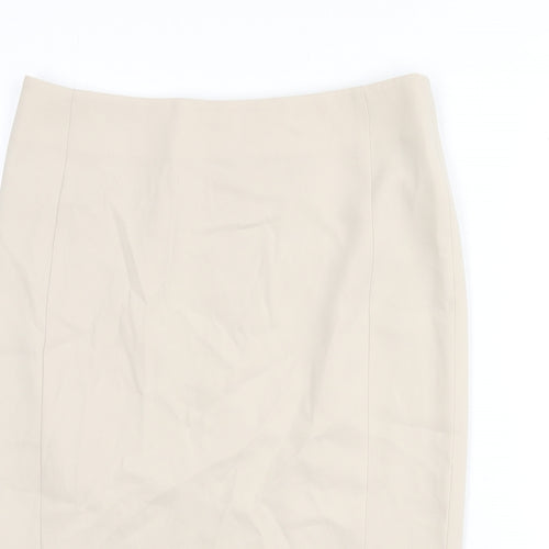Austin Reed Womens Beige Polyester Straight & Pencil Skirt Size 12 Zip - Slit