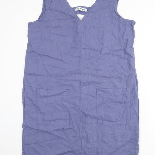 Indigo Roc Womens Blue Linen Sheath Size 16 V-Neck Pullover