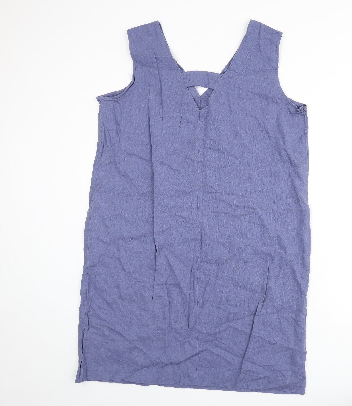 Indigo Roc Womens Blue Linen Sheath Size 16 V-Neck Pullover