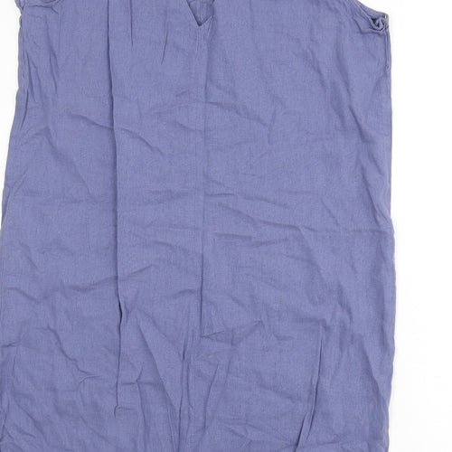 Indigo Roc Womens Blue Linen Sheath Size 16 V-Neck Pullover