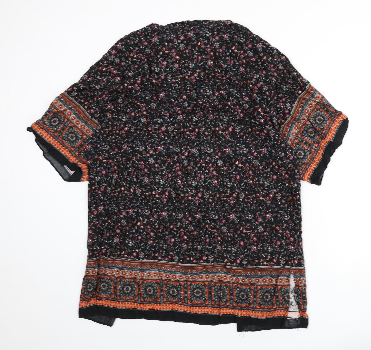 Stradivarius Womens Multicoloured Geometric Polyester Kimono Blouse Size M V-Neck
