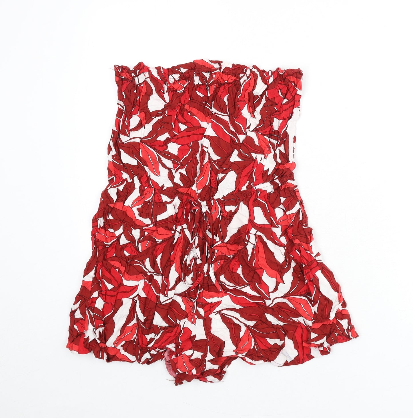New Look Womens Red Geometric Viscose Romper One-Piece Size 16 Pullover