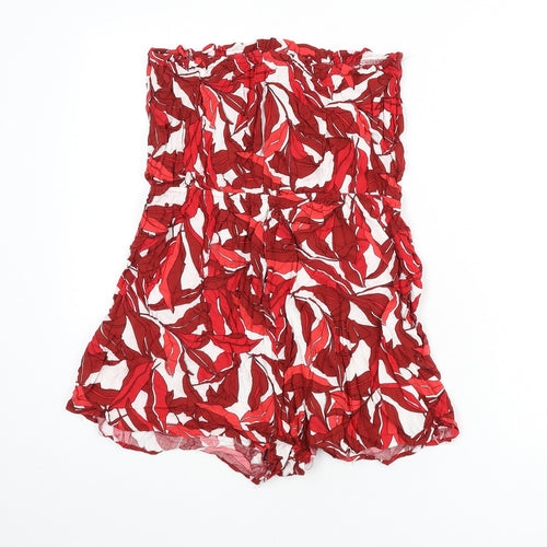 New Look Womens Red Geometric Viscose Romper One-Piece Size 16 Pullover