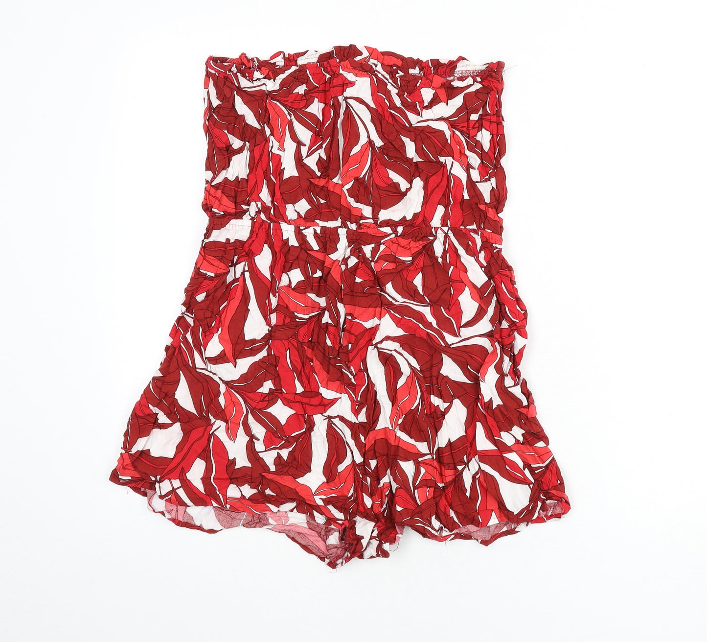 New Look Womens Red Geometric Viscose Romper One-Piece Size 16 Pullover