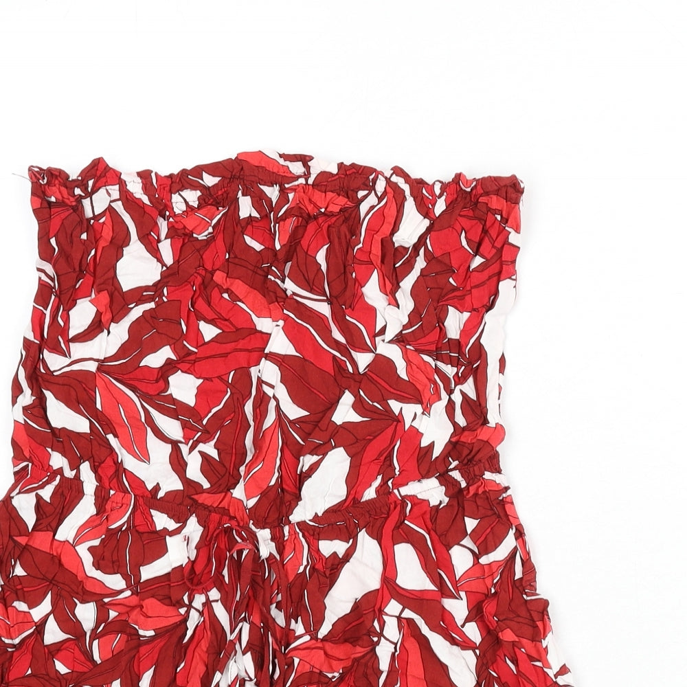 New Look Womens Red Geometric Viscose Romper One-Piece Size 16 Pullover