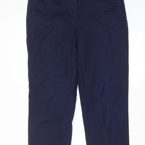 Boden Womens Blue Cotton Cropped Trousers Size 10 L23 in Regular Hook & Eye - Pockets