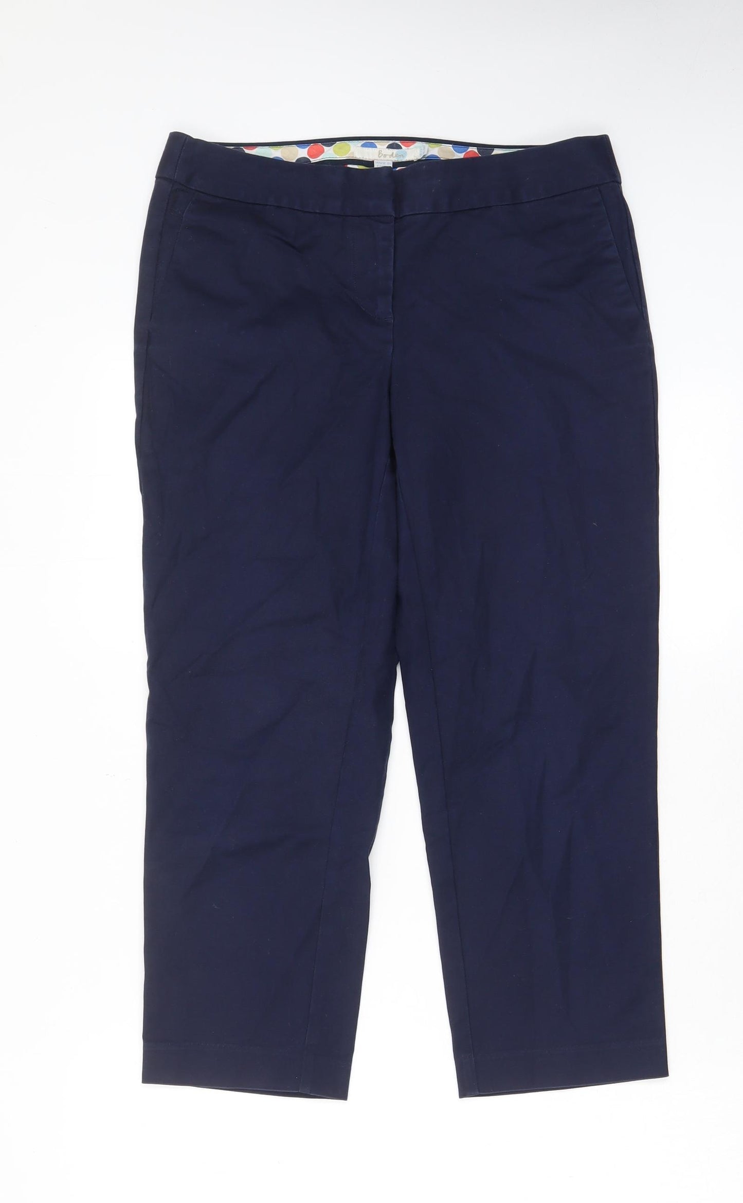 Boden Womens Blue Cotton Cropped Trousers Size 10 L23 in Regular Hook & Eye - Pockets