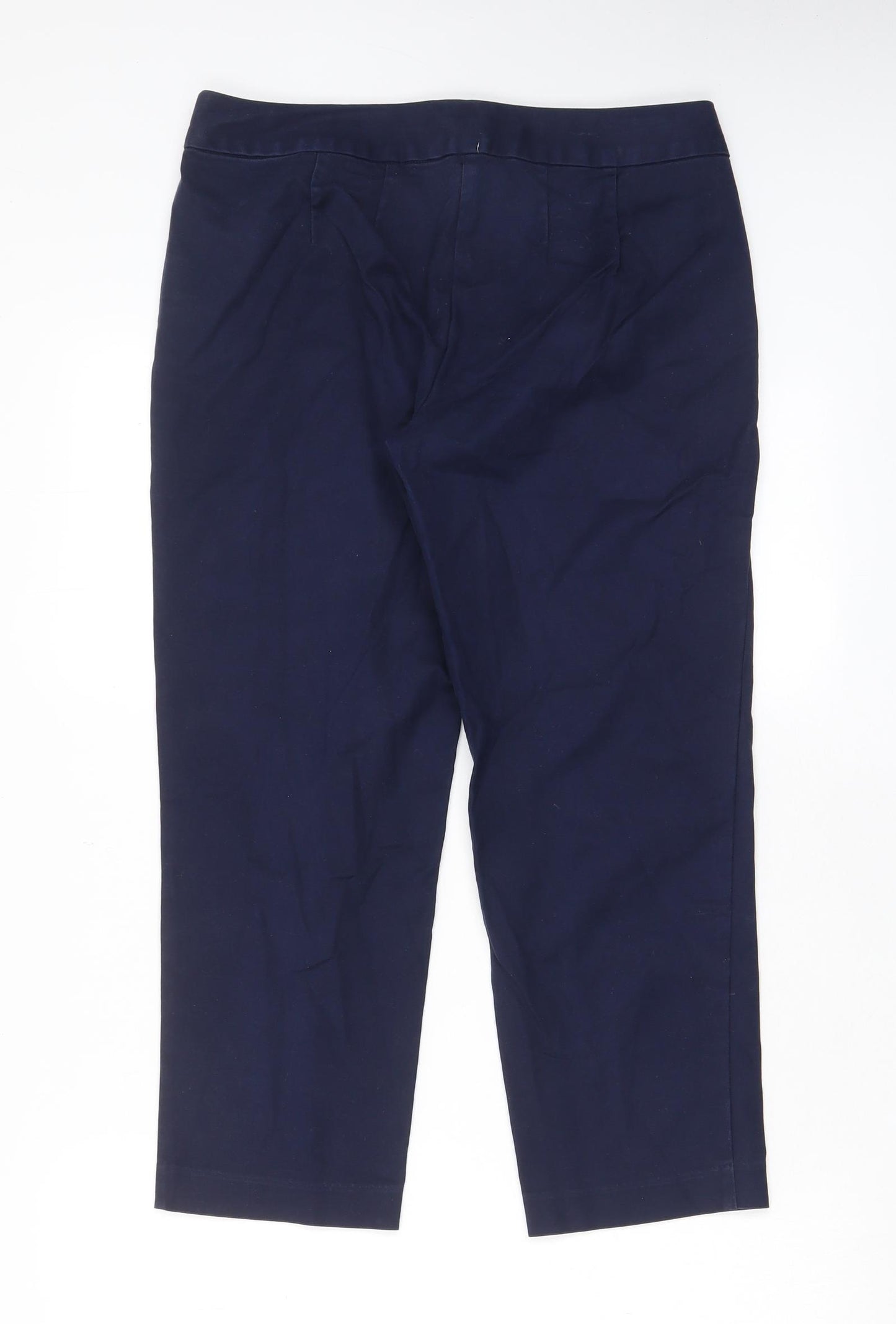 Boden Womens Blue Cotton Cropped Trousers Size 10 L23 in Regular Hook & Eye - Pockets