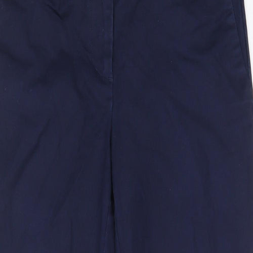 Boden Womens Blue Cotton Cropped Trousers Size 10 L23 in Regular Hook & Eye - Pockets