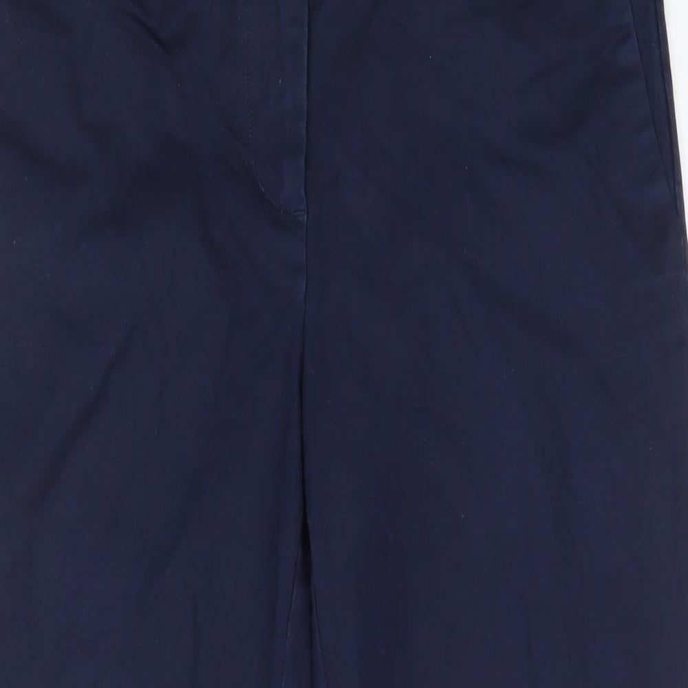 Boden Womens Blue Cotton Cropped Trousers Size 10 L23 in Regular Hook & Eye - Pockets