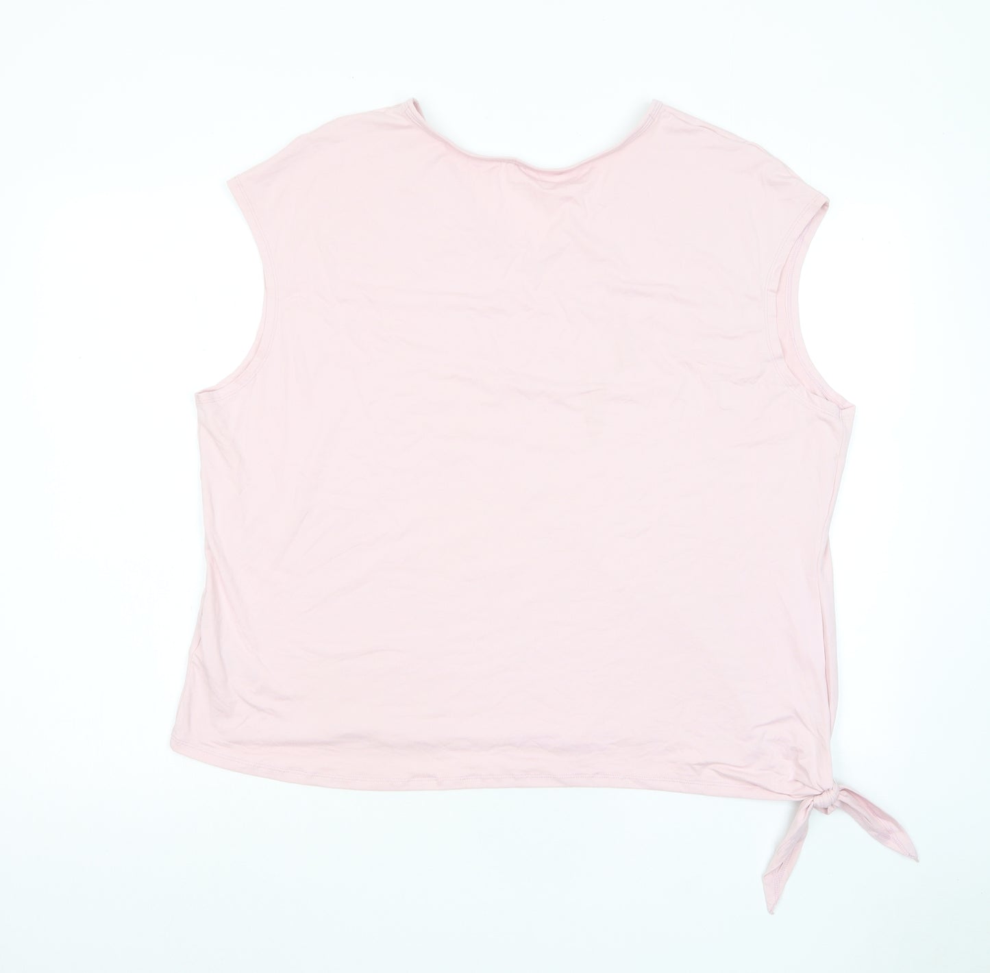 GOODMOVE Womens Pink Polyester Basic T-Shirt Size 22 V-Neck Pullover