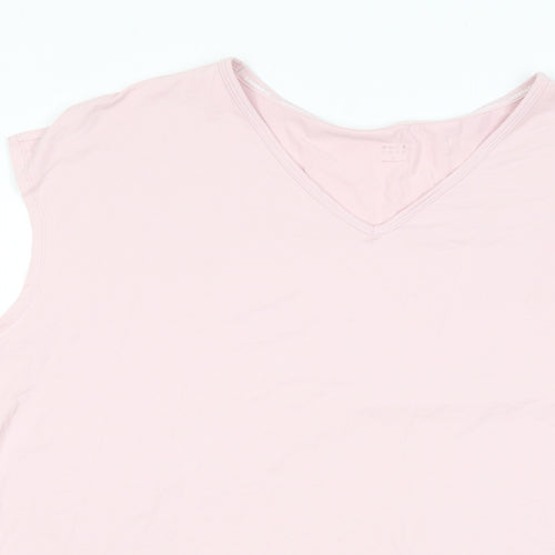 GOODMOVE Womens Pink Polyester Basic T-Shirt Size 22 V-Neck Pullover