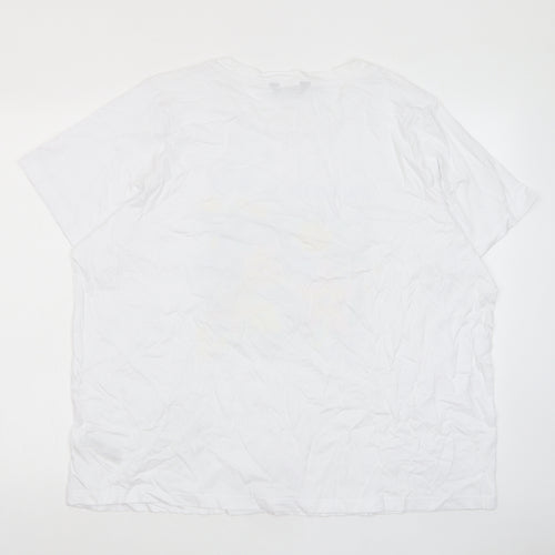 Marks and Spencer Womens White Cotton Basic T-Shirt Size 24 Crew Neck - Jardin D'ete