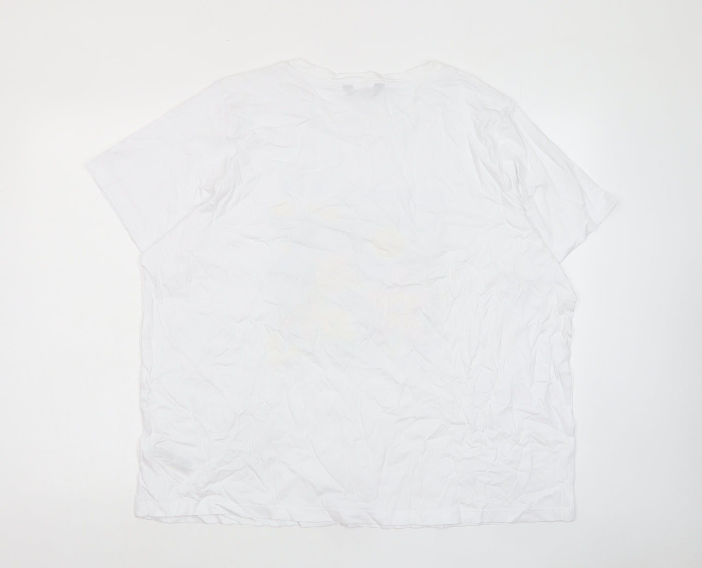 Marks and Spencer Womens White Cotton Basic T-Shirt Size 24 Crew Neck - Jardin D'ete