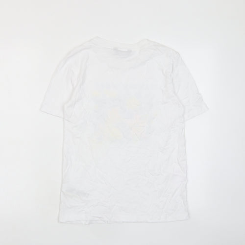 Marks and Spencer Womens White Cotton Basic T-Shirt Size 6 Crew Neck - Jardin D'ete