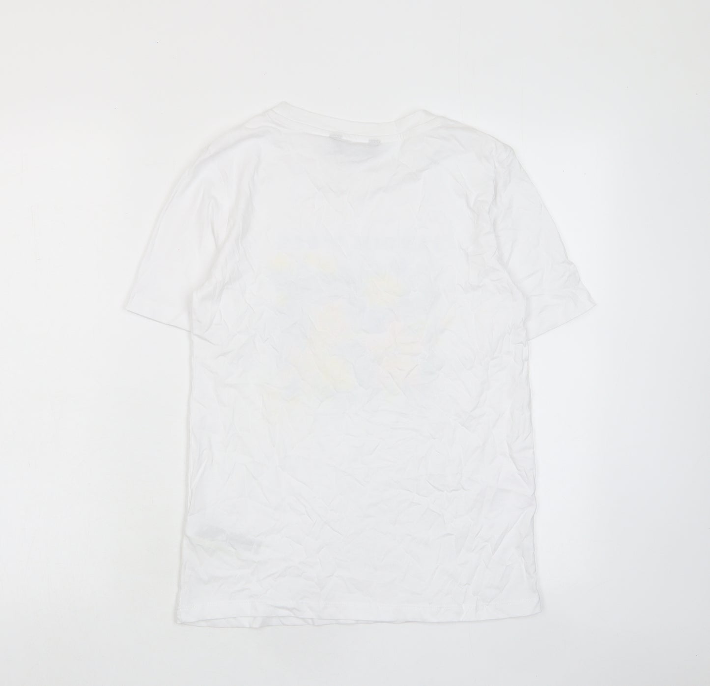 Marks and Spencer Womens White Cotton Basic T-Shirt Size 6 Crew Neck - Jardin D'ete