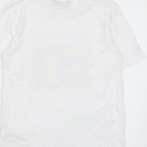 Marks and Spencer Womens White Cotton Basic T-Shirt Size 6 Crew Neck - Jardin D'ete
