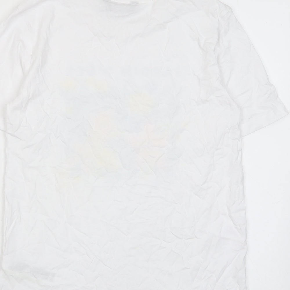 Marks and Spencer Womens White Cotton Basic T-Shirt Size 6 Crew Neck - Jardin D'ete