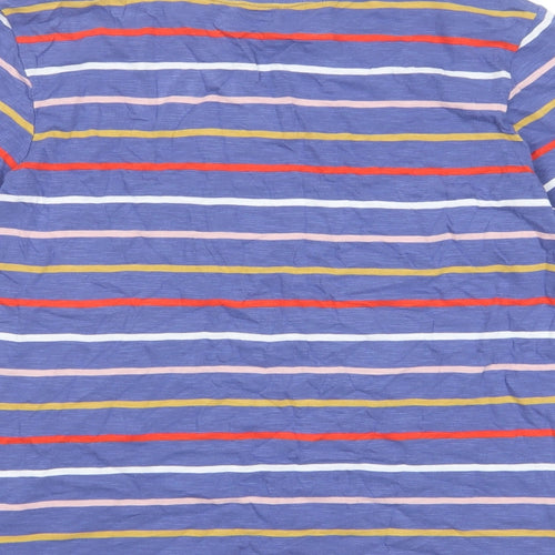 Marks and Spencer Womens Multicoloured Striped Cotton Basic T-Shirt Size 12 Crew Neck - Pocket