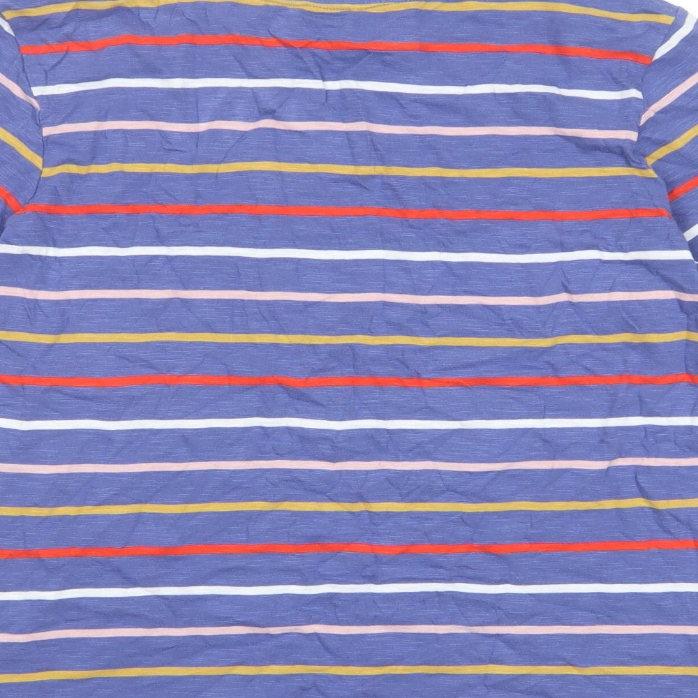 Marks and Spencer Womens Multicoloured Striped Cotton Basic T-Shirt Size 12 Crew Neck - Pocket