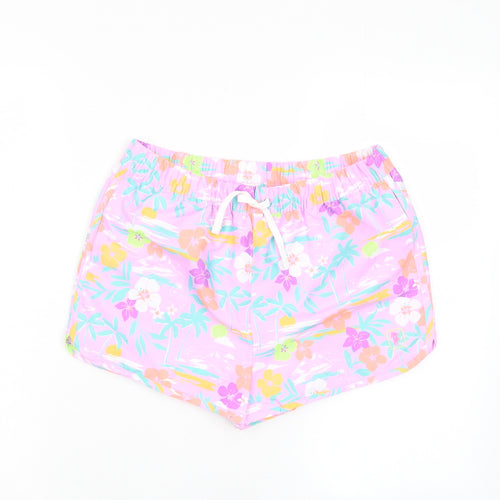 Marks and Spencer Girls Multicoloured Geometric Polyester Sweat Shorts Size 13-14 Years Regular Drawstring - Swim shorts