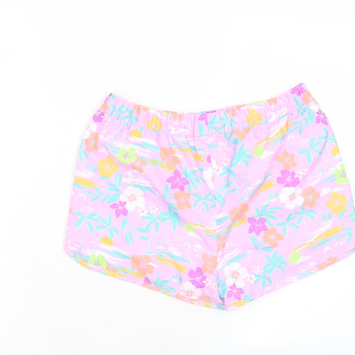 Marks and Spencer Girls Multicoloured Geometric Polyester Sweat Shorts Size 13-14 Years Regular Drawstring - Swim shorts
