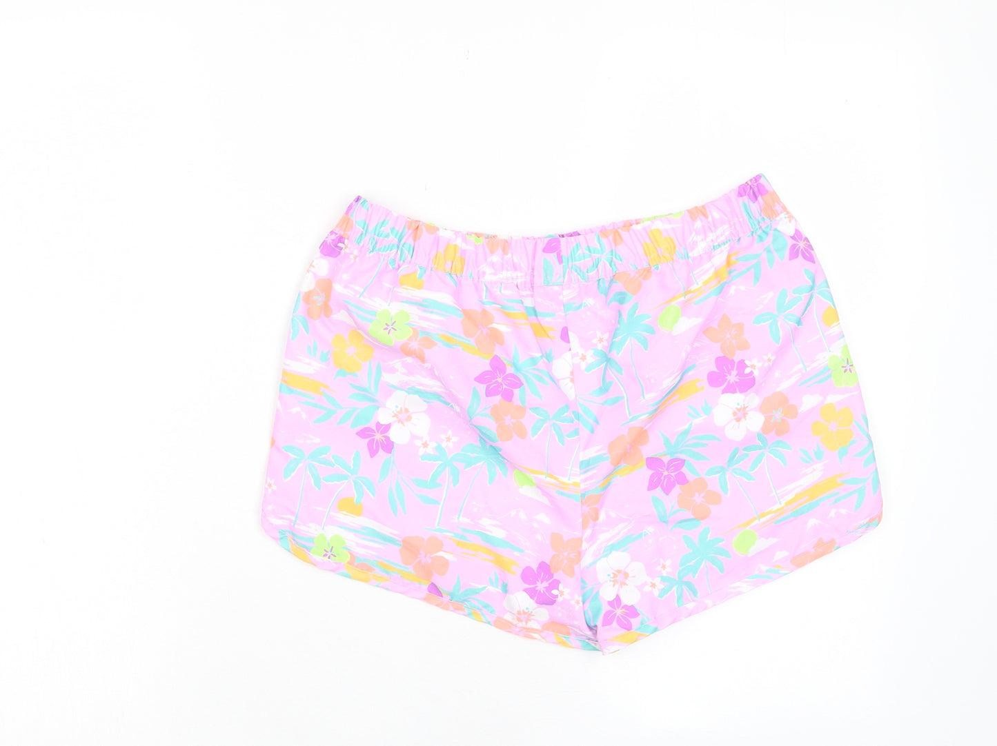 Marks and Spencer Girls Multicoloured Geometric Polyester Sweat Shorts Size 13-14 Years Regular Drawstring - Swim shorts
