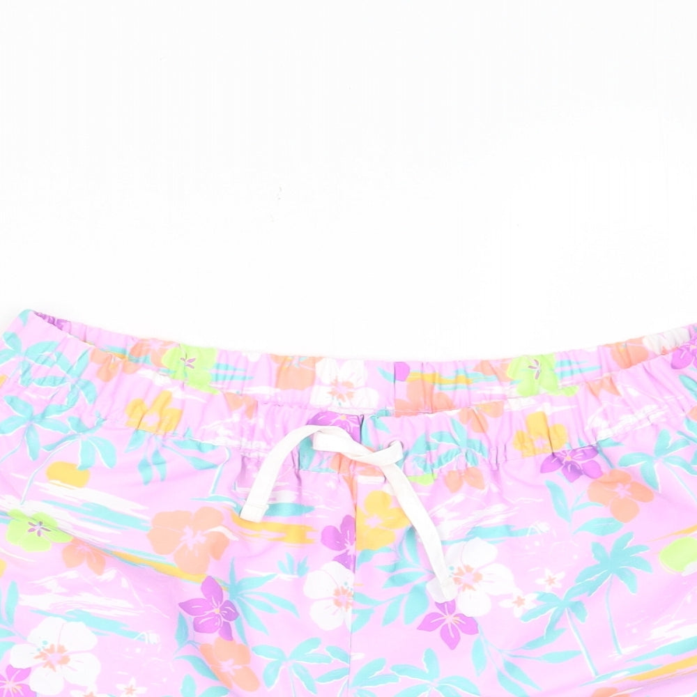 Marks and Spencer Girls Multicoloured Geometric Polyester Sweat Shorts Size 13-14 Years Regular Drawstring - Swim shorts